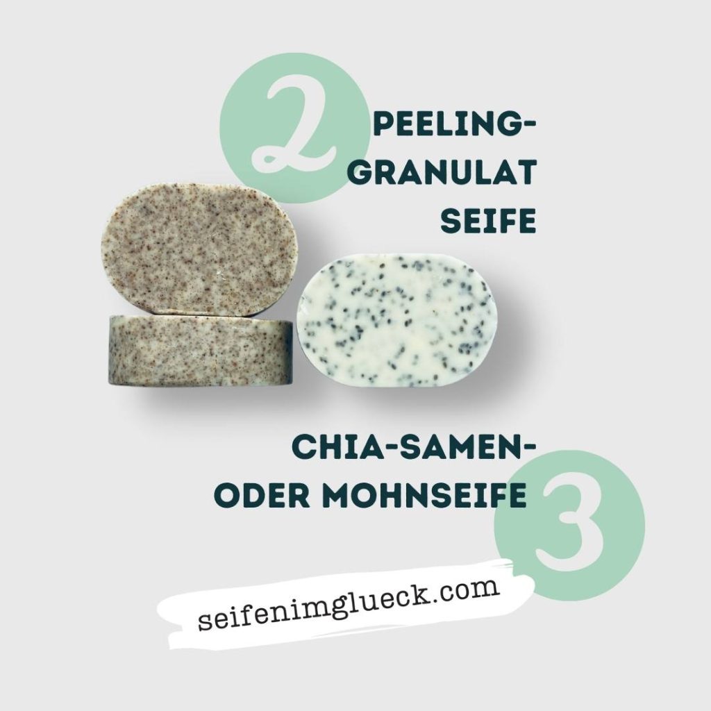 Peeling-granulat Seife und Chiasamen Seife